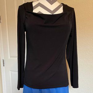 Coldwater Creek Black stretch knit square neck long sleeve top size M